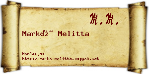 Markó Melitta névjegykártya